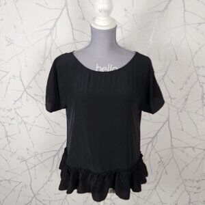Twinset Simona Barbieri Black 100% Silk Round Neck Peplum Top